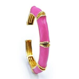 Cuff Pink Bracelet Handcrafted 22k Gold Tone Enameled Special Luxury Design